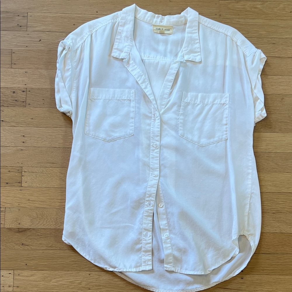 Cloth & Stone White Button-Up Shirt